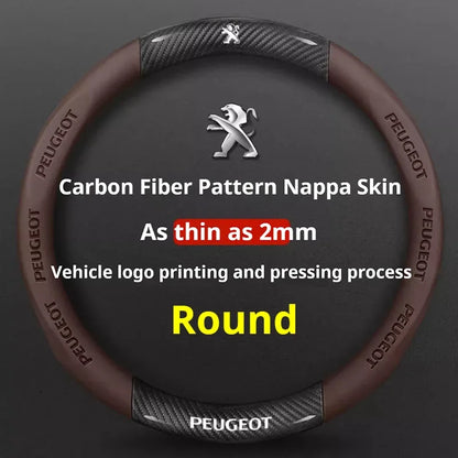 Peugeot Leather Steering Wheel Cover - Round Brown A