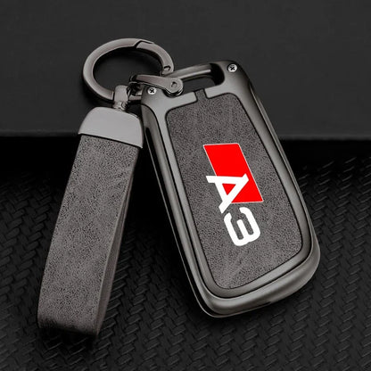 Zinc Alloy Leather Car Key Case Cover For Audi A3 S3 RS3 Keychain