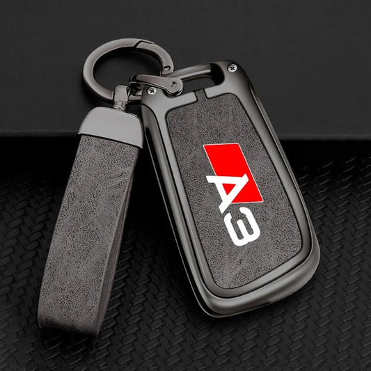 Zinc Alloy Leather Car Key Case Cover For Audi A3 S3 RS3 Keychain