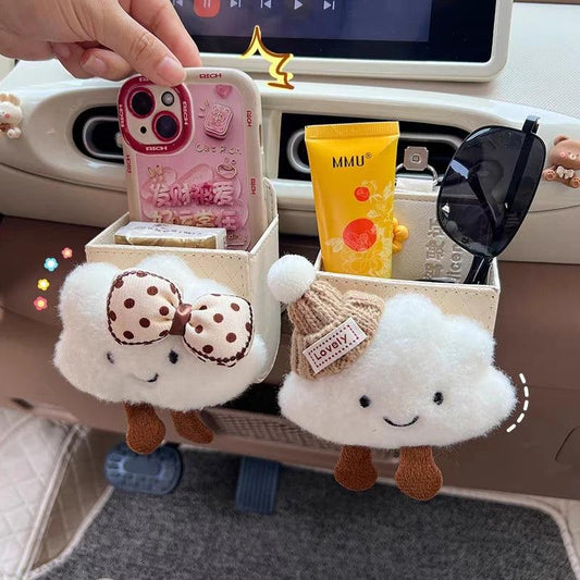 Leather Car Air Vent Storage Organizer - Phone Glasses Holder Box