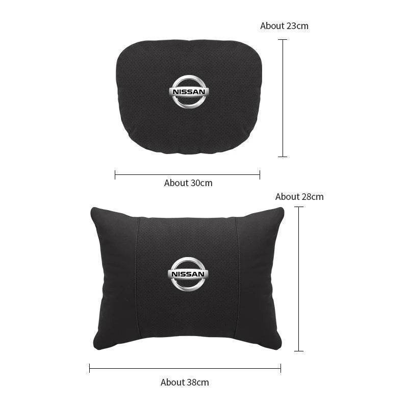 Nissan Car Neck & Lumbar Support Pillow for Sentra, Altima, X-Trail, Qashqai, Kicks & More - headrest 1pc white