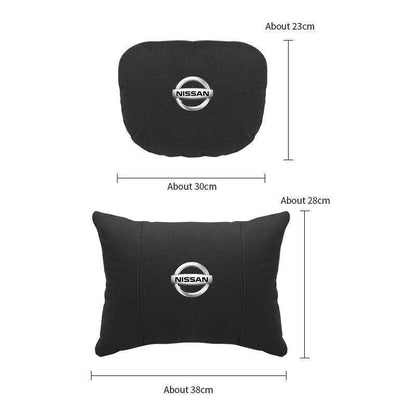 Nissan Car Neck & Lumbar Support Pillow for Sentra, Altima, X-Trail, Qashqai, Kicks & More - headrest 1pc white