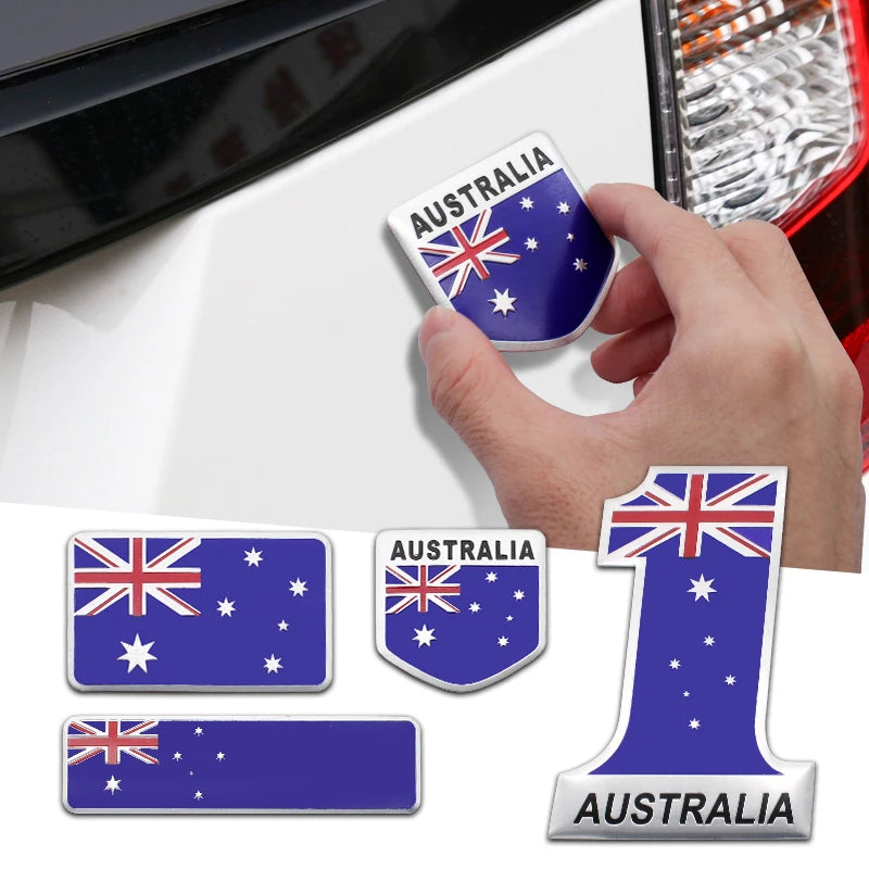 3D Metal Australia Flag Car Sticker – Aluminum Emblem Badge & Exterior Decal - A