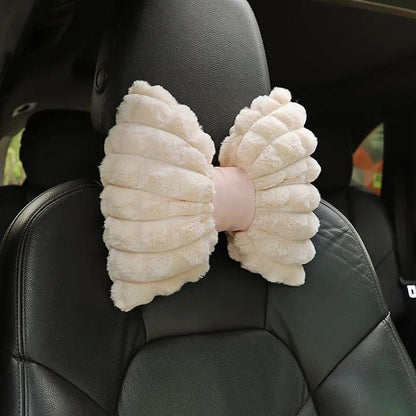 Rabbit Hair Car Headrest Pillow - Winter Neck Support Cushion
