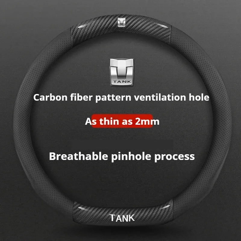 GWM Tank Suede Steering Wheel Cover - D Shape / Black (Style C)