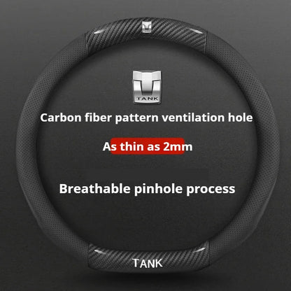 GWM Tank Suede Steering Wheel Cover - D Shape / Black (Style C)