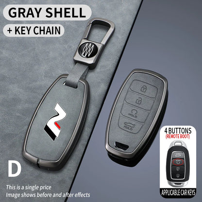 Metal Leather Car Key Case for Hyundai I30 Ix35 Kona Encino Solaris