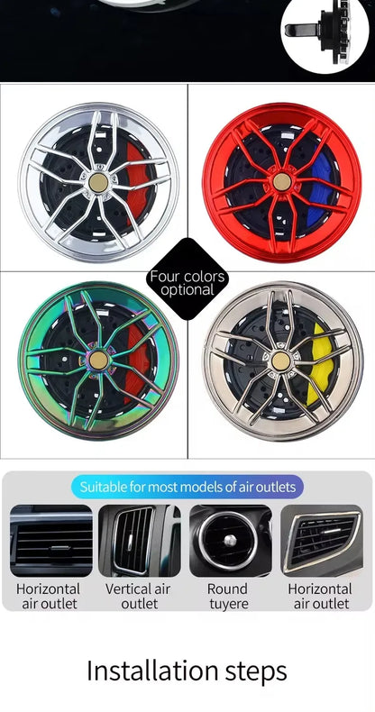 Rotatable Wheel Hub Car Air Freshener Vent Clip - Red