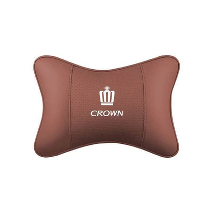 Toyota Crown Leather Car Headrest Neck Pillow - TZ-Mocha brown