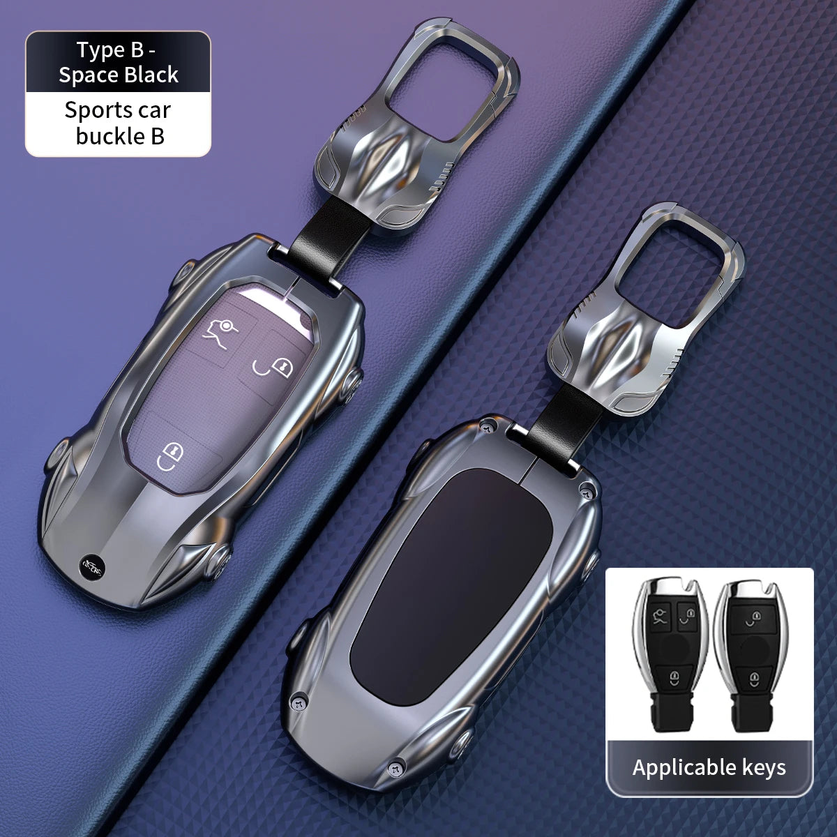 Mercedes-Benz Zinc Alloy Car Key Cover – A, C, E & S Class - Blue