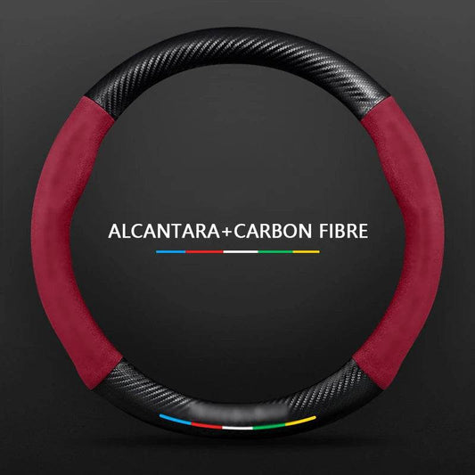 Mercedes Benz Carbon Fiber Leather Car Steering Wheel Cover - 
