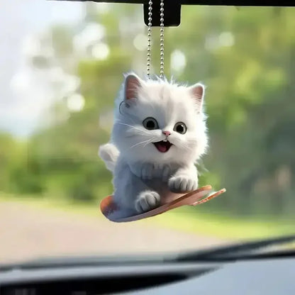 Cat Car Pendant – 2D Rearview Mirror Hanging Ornament