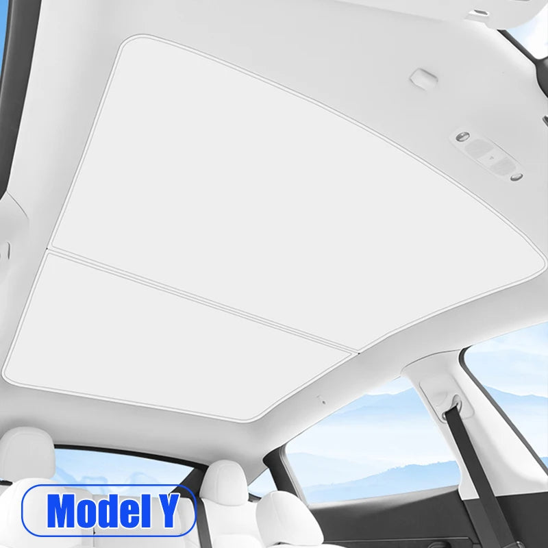 Tesla Model 3 & Y Ice Cloth Roof Sunshade with Snap Buckle Fix