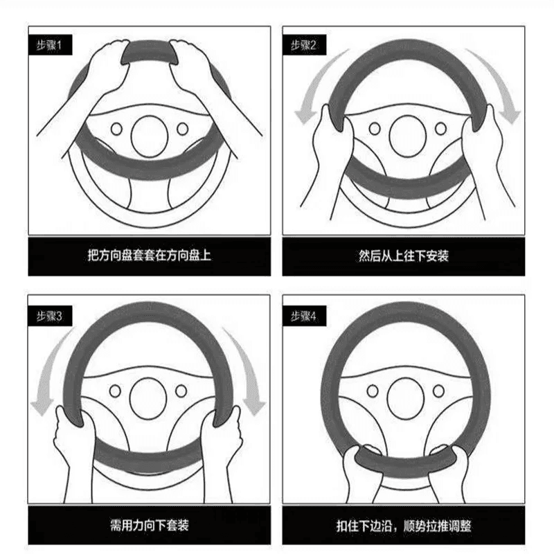 HONDA Leather Steering Wheel Cover - Universal - Red D-shape