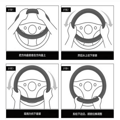 HONDA Leather Steering Wheel Cover - Universal - Red D-shape