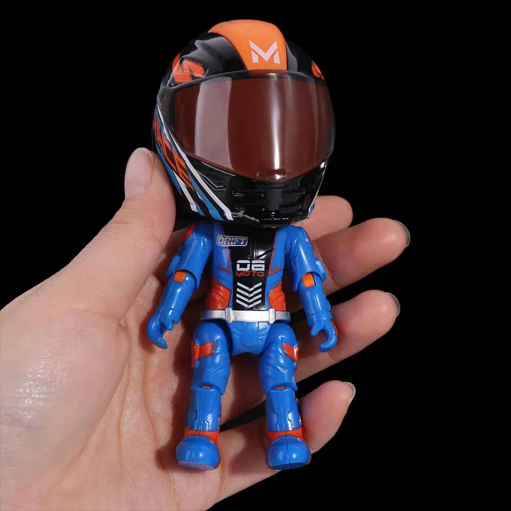 Alloy Deformation Motorcycle Rider Doll Action Figure with Movable Limbs