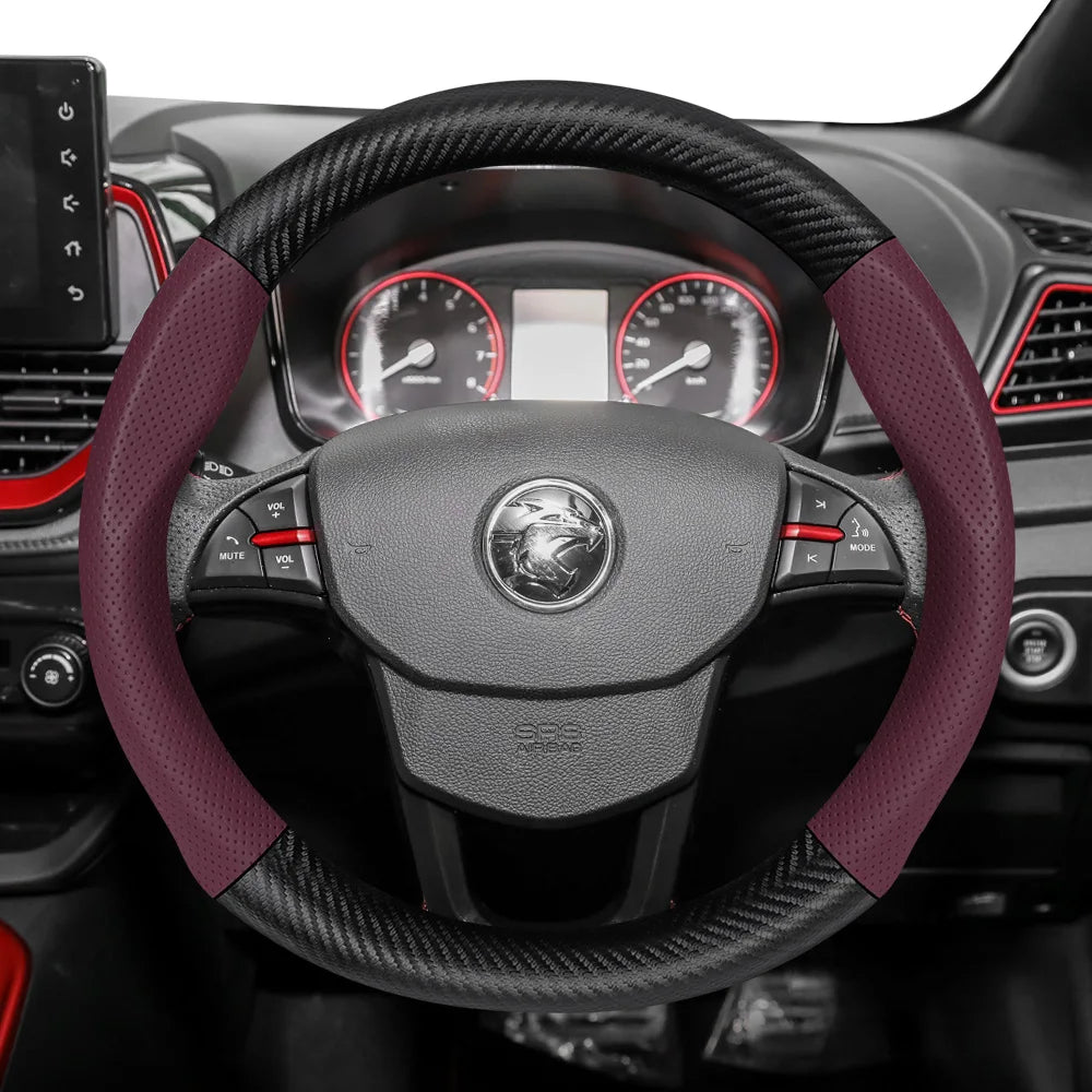 Proton Carbon Fibre Steering Wheel Cover - Round Shape / One Size / Red