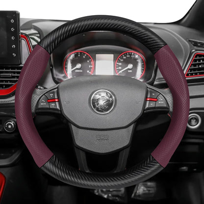 Proton Carbon Fibre Steering Wheel Cover - Round Shape / One Size / Red