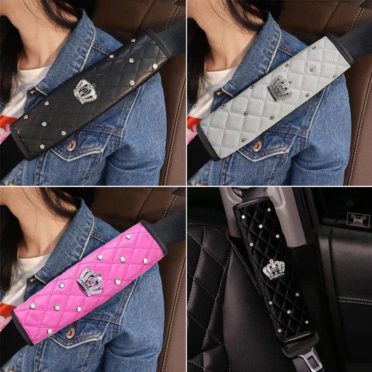 Diamond Crystal Car Seat Belt Pad + Gear Shifter Handbrake Cover Set