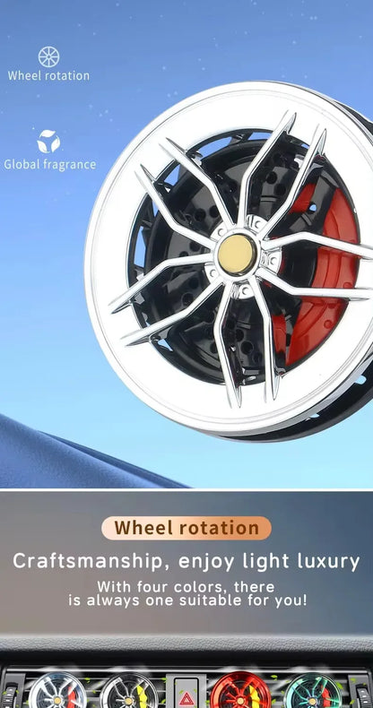 Rotatable Wheel Hub Car Air Freshener Vent Clip - Red