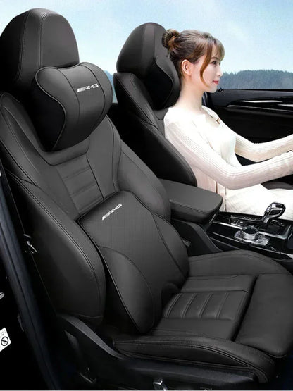 Mercedes Benz AMG Car Neck & Lumbar Support Pillow - Brown Headrest