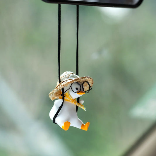 Cute Swing Duck Car Pendant – Rearview Mirror Decoration