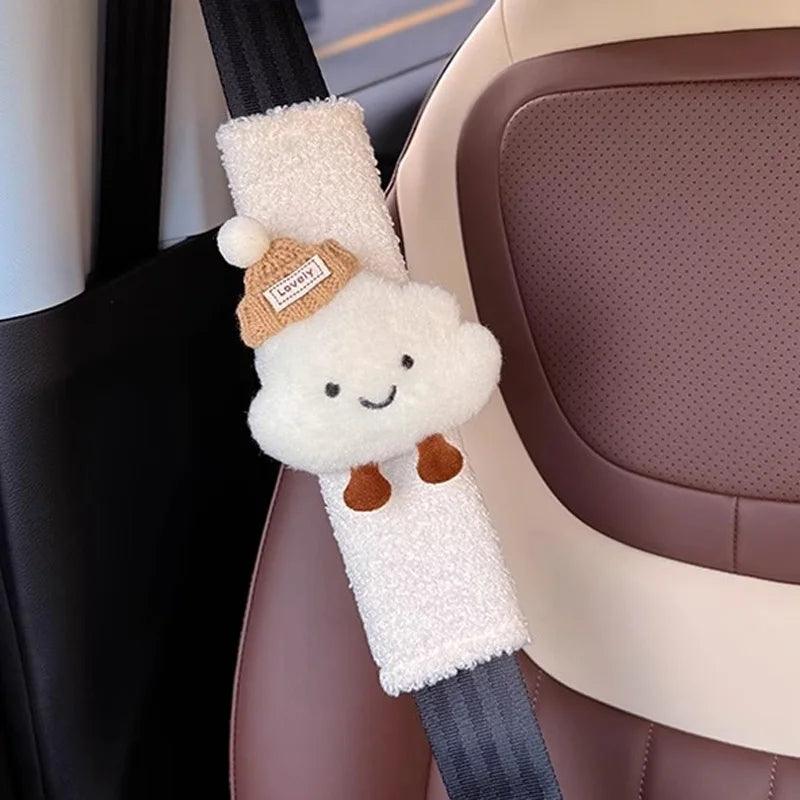 Plush Bow Cloud Seatbelt Pad - Wool Car Shoulder Cushion Protector