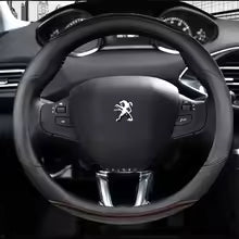 Peugeot Carbon Fiber + Leather Steering Wheel Cover for 208, 308, 2008 (2012–2021) - black