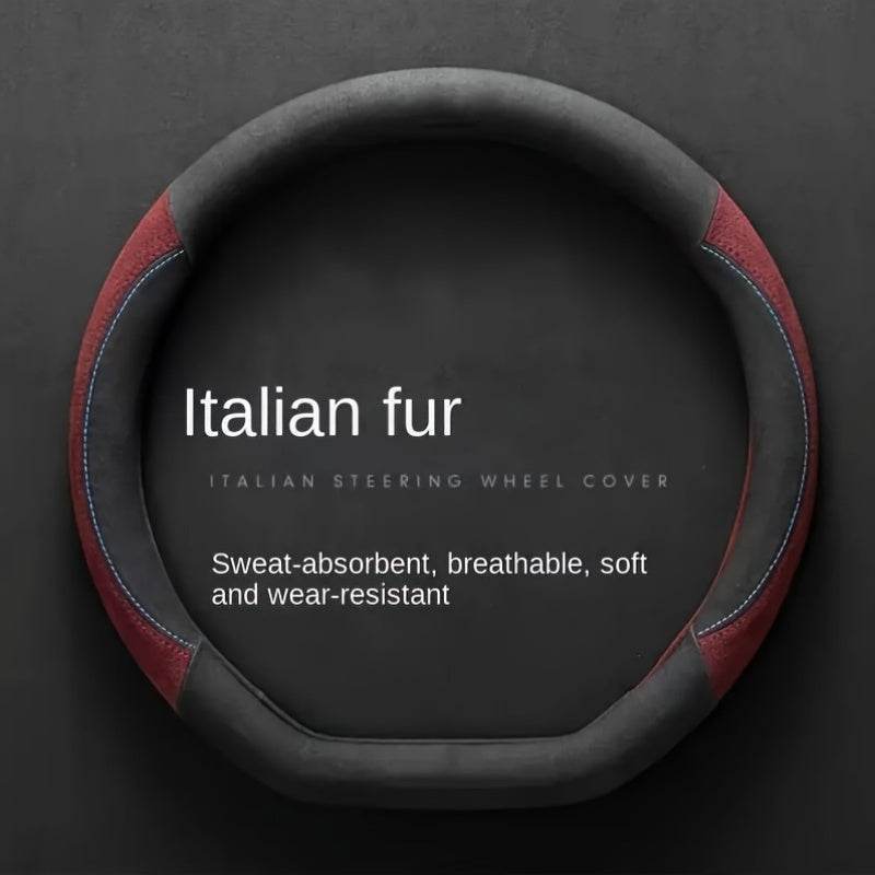 Luxury Faux Fur Steering Wheel Cover (38cm) - Green / Round