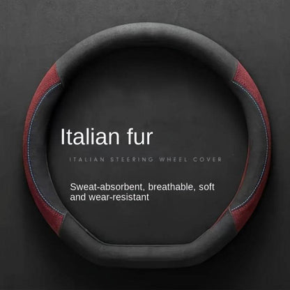 Luxury Faux Fur Steering Wheel Cover (38cm) - Green / Round