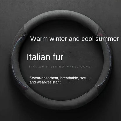 Luxury Faux Fur Steering Wheel Cover (38cm) - Green / Round