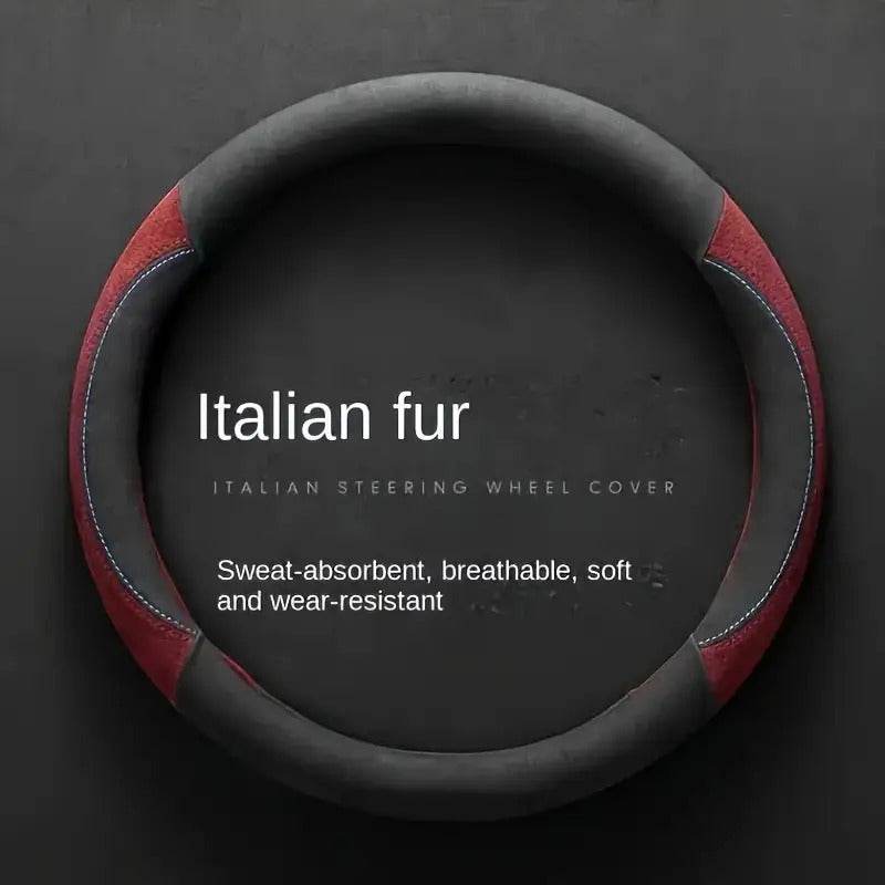 Luxury Faux Fur Steering Wheel Cover (38cm) - Green / Round