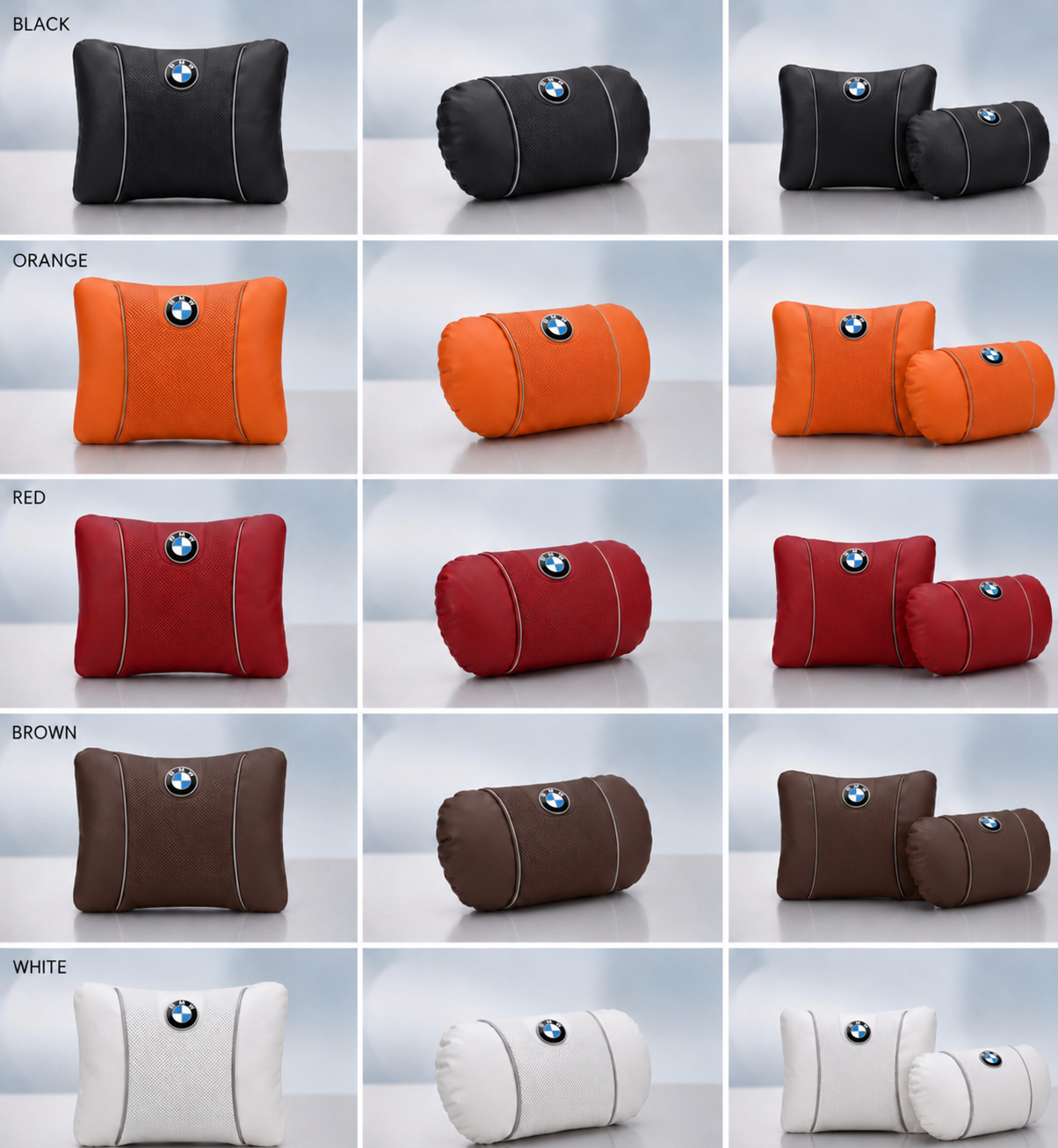 BMW Car Neck Pillow and Lumbar Support Cushion Set