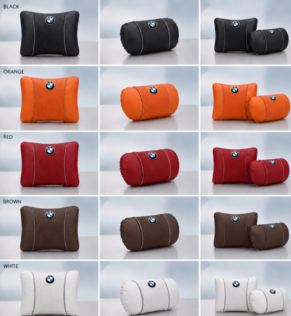 BMW Car Neck Pillow and Lumbar Support Cushion Set