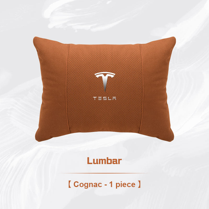 Tesla Car Neck Pillow and Lumbar Support Cushion Set