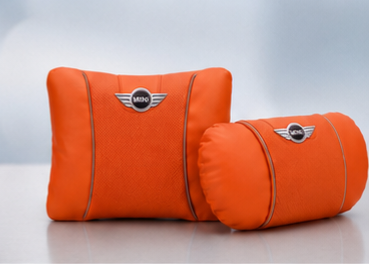 MINI Cooper Car Neck Pillow & Lumbar Support Cushion - Set Orange
