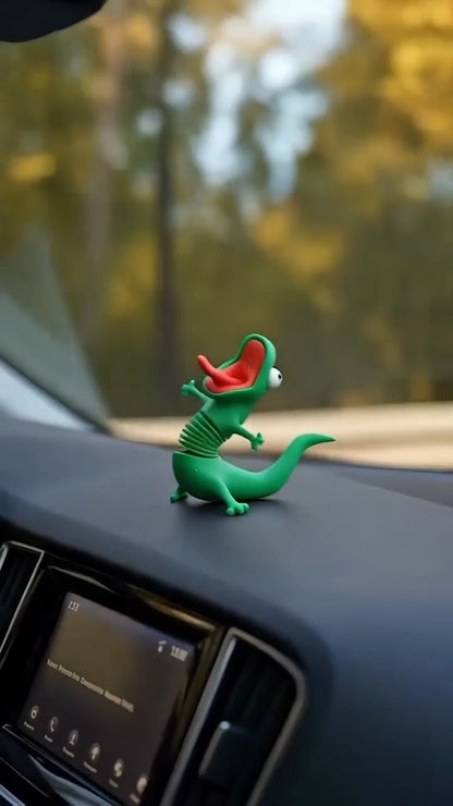 Cute 3D Printed Swinging Head Lizard Car Dashboard Decor
