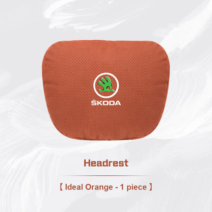 Skoda Car Neck Pillow and Lumbar Support Cushion Set