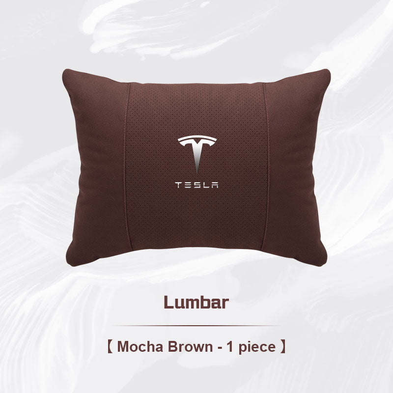 Tesla Car Neck Pillow and Lumbar Support Cushion Set