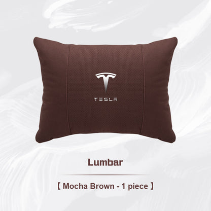 Tesla Car Neck Pillow and Lumbar Support Cushion Set