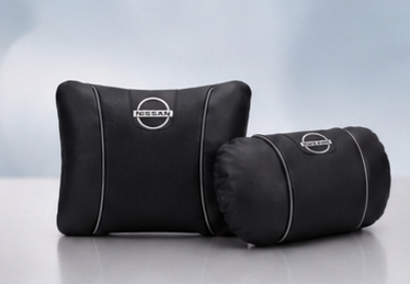 Nissan Car Neck Pillow & Lumbar Support Cushion Set - Set Black