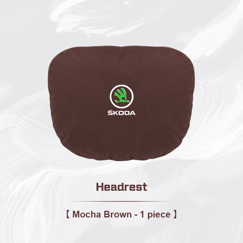 Skoda Car Neck Pillow and Lumbar Support Cushion Set