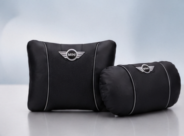 MINI Cooper Car Neck Pillow & Lumbar Support Cushion - Set Black