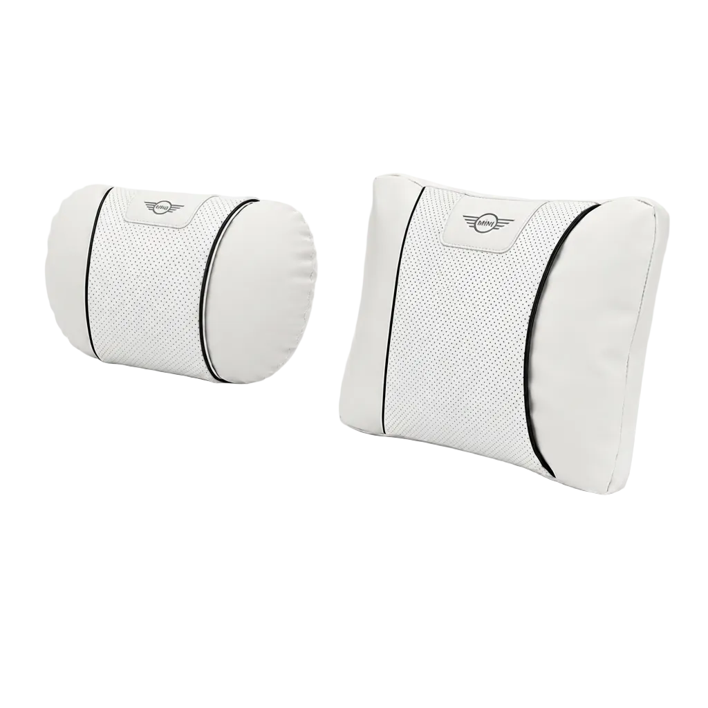MINI Cooper Neck Pillow & Lumbar Support Cushion - White / Set