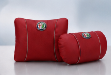 Alfa Romeo Car Neck Pillow & Lumbar Support Cushion - Set Red