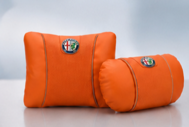 Alfa Romeo Car Neck Pillow & Lumbar Support Cushion - Set Orange