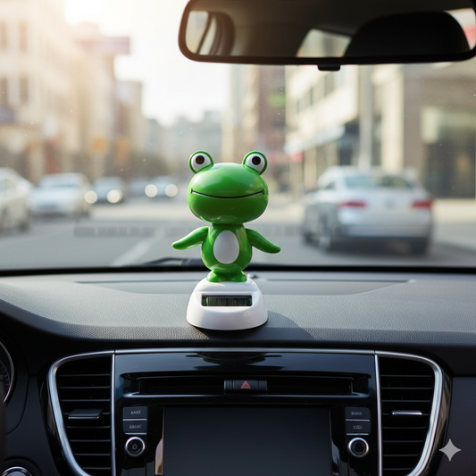 Frog Bobblehead – Solar Powered Shaking Head Car Ornament - 