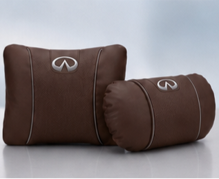 Infiniti Car Neck Pillow & Lumbar Support Cushion - Set Brown