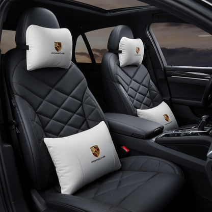 Porsche Neck Pillow and Lumbar Support Cushion Set