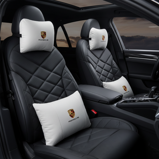 Porsche Neck Pillow and Lumbar Support Cushion Set